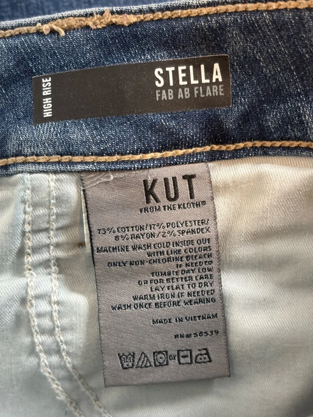 Kut From The Kloth Jeans Womens 6 Blue Stella Fab Ab Flare High Rise Denim